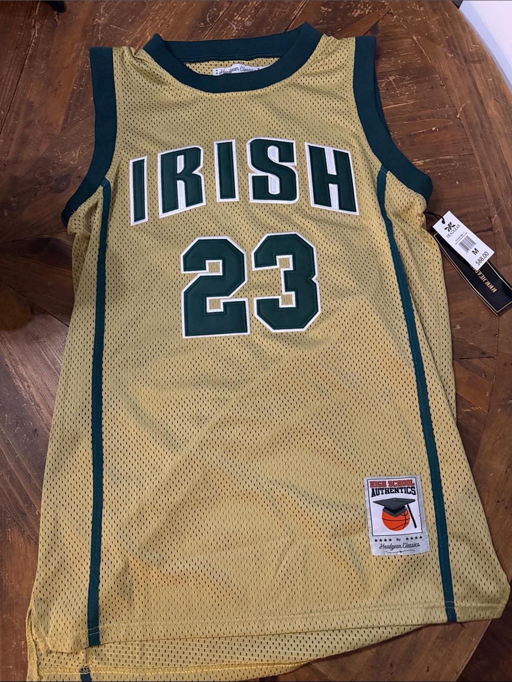 Irish #23  LeBron James Men's Gold and Green Basketball Jersey - Authentics